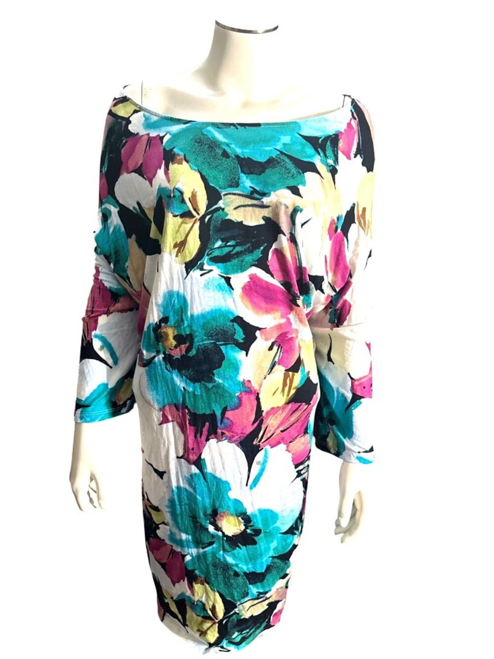 Liz Claiborne Plus Size 3X Bright Floral Print Dress Loose Fit Vibrant Colors - Picture 2 of 9